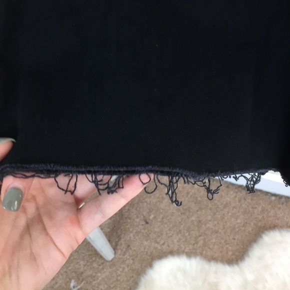 Edgy Long Sleeve Black Denim Frayed Hem Dress - Picture 5 of 8